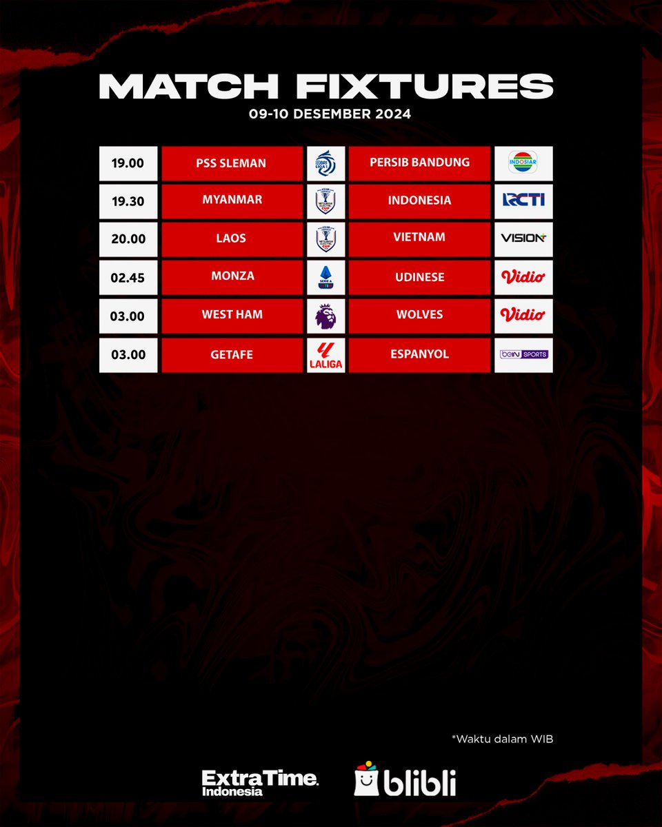 idextratime's tweet photo. #JadwalBolaET Malam Ini!

19.00 | PSS v Persib - Indosiar
19.30 | Myanmar v Indonesia - RCTI

NAH INI DIA YANG KITA TUNGGU BRAY

#Blibli @bliblidotcom https://t.co/y5xyhmaHhj