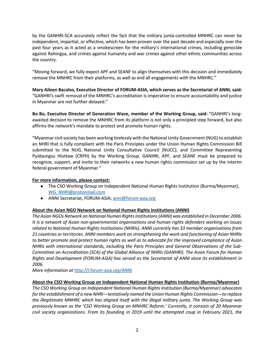 CSO Working Group on NHRI Burma (Myanmar) tweet media