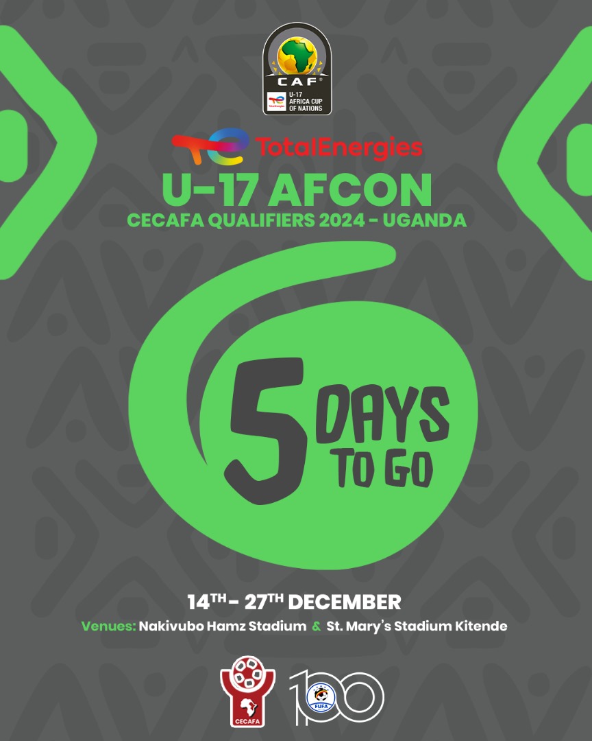5 days until the U-17 AFCON, CECAFA Qualifiers 

#U17AFCONQ