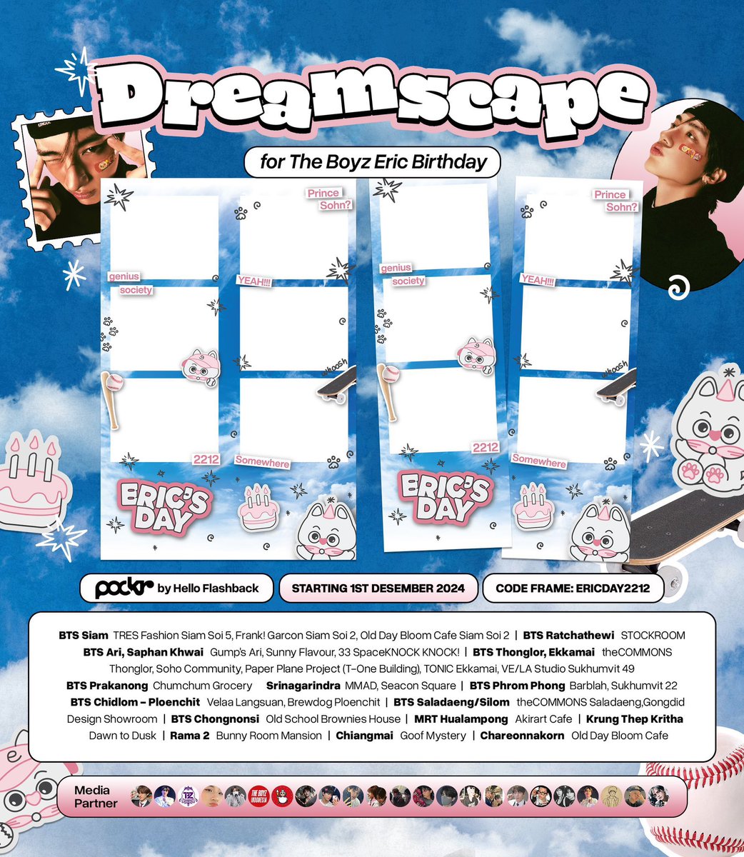 NYUR7C's tweet photo. ๐๐ซ Itโs time to shine for Ericโs Day! ๐ซ๐
The Boyz #ERIC 24th Birthday Photobooth Event by @2212Dreamscape
๐ POCKR, Thailand
๐
start from 1st December 2024
Make every shot unforgettable and show off your love for Eric by using #DreamscapeWithEric and tagging us๐ https://t.co/v4a6p6tbHa
