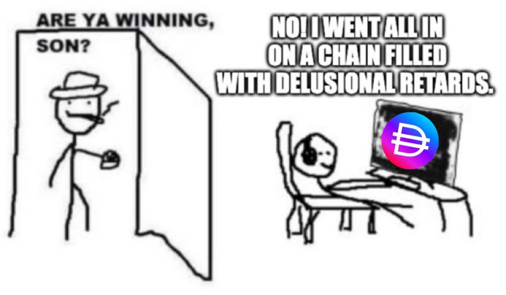 CryptoVince369's tweet photo. Lol, let me get this straight:
Y'all believe the #PulseChain OA will deposit ALL of it's PLS ($10.62B) PLSX ($6.95B) and HEX ($15.4B) into Maker to back your currently worthless stable coin and make it fully collateralized?
The same OA who only always acts in good faith in the projects it founded AND has never market sold a coin?
The same OA that holds ~90% of the supply of each PLS PLSX and HEX.
You actually believe that the OA would fully back your non-pegged stablecoins with its precious coins so you can then redeem your currently worthless tokens for its tokens of value, to dump?
You think the OA would put 90% of the supply which is currently off the market, onto the market for you to use as exit liquidity, sending PulseChain into an infinite death spiral?
Make it make sense. ๐คฆ