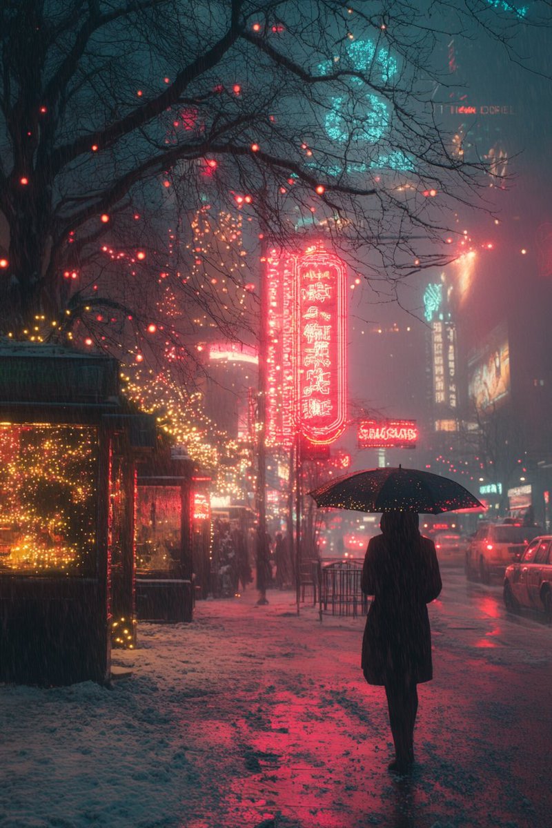 NFTCandent's tweet image. Cold air, warm neon glow, and a sense of electric solitude. ❄️⚡️
#CyberpunkVibes #NeonDreams #goodnight
