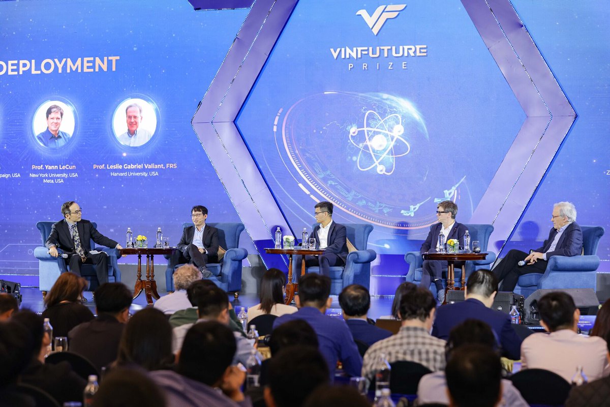 VinAI_Research's tweet photo. 🚀 What an Inspiring Day at #VinFuturePrize Symposium!

💡 Last Tuesday, our CEO, Dr. Hung Bui, took the stage with a keynote on "Making AI Accessible to Everyone," where he delivered a powerful message: Invention might not require unlimited resources - it thrives on the talent and the resilience. 

✨ The energy was even more electric when Dr. Hung Bui joined an extraordinary panel of AI pioneers: Dr. Xuedong Huang (#Zoom), Prof. Yann LeCun (#Meta), Prof. Leslie Valiant (#Harvard), and Prof. Minh Do (#UIUC). Together, they delved into the challenges and breakthroughs of bringing AI into the real world, sparking discussions that could redefine its future.

📸 Swipe through to relive the incredible moments from this day!

Image Source: VinFuture Prize