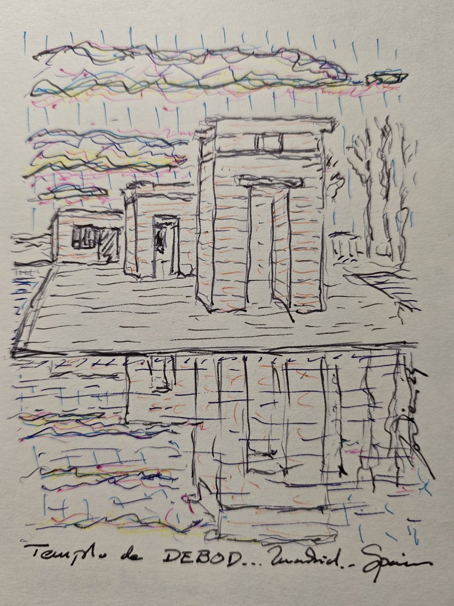 ArtJordian's tweet photo. Templo de Debod, Madrid, Spain. Landscapes over time... Architecture. #urbansketchers #artoftheday #artofinstagram #inksketch #inkdrawing #inkart #architecture #landcapearchitecture #urban #urbanart #templodebod #madrid #spain https://t.co/abbRp8GV2X