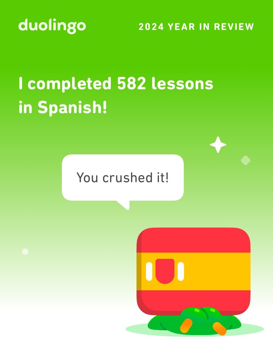 KarenRedfern2's tweet photo. Look what I learned on Duolingo in 2024! #Duolingo365 https://t.co/m7GGSbwTEm
