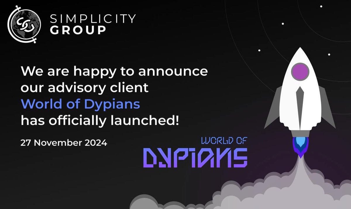 SimplicityWeb3's tweet photo. One of our advisory clients, @worldofdypians (https://t.co/FJIc6eWaUM), has launched last month! 

It's a wild MMO, and they're the leading BNB Chain gaming ecosystem available on Epic Games (https://t.co/SOKPOjcKMG), integrating GameFi with DeFi, NFTs, and AI.

Check them out! https://t.co/hKvDL6Qzim