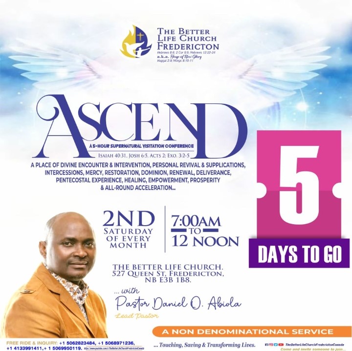 tblccanada's tweet photo. Special Invitation to Our DECEMBER ASCEND PRAYER CAMP, TAGGED REVIVE US AGAIN

Please come and Meet with your maker.

2ND SATURDAY OF EVERY MONTH

Time: 7am - 12 NOON

Venue: The BetterLife Church, 527 Queen Street, Fredericton NB.

JESUS IS LORD!! https://t.co/jqPvsLqLLa
