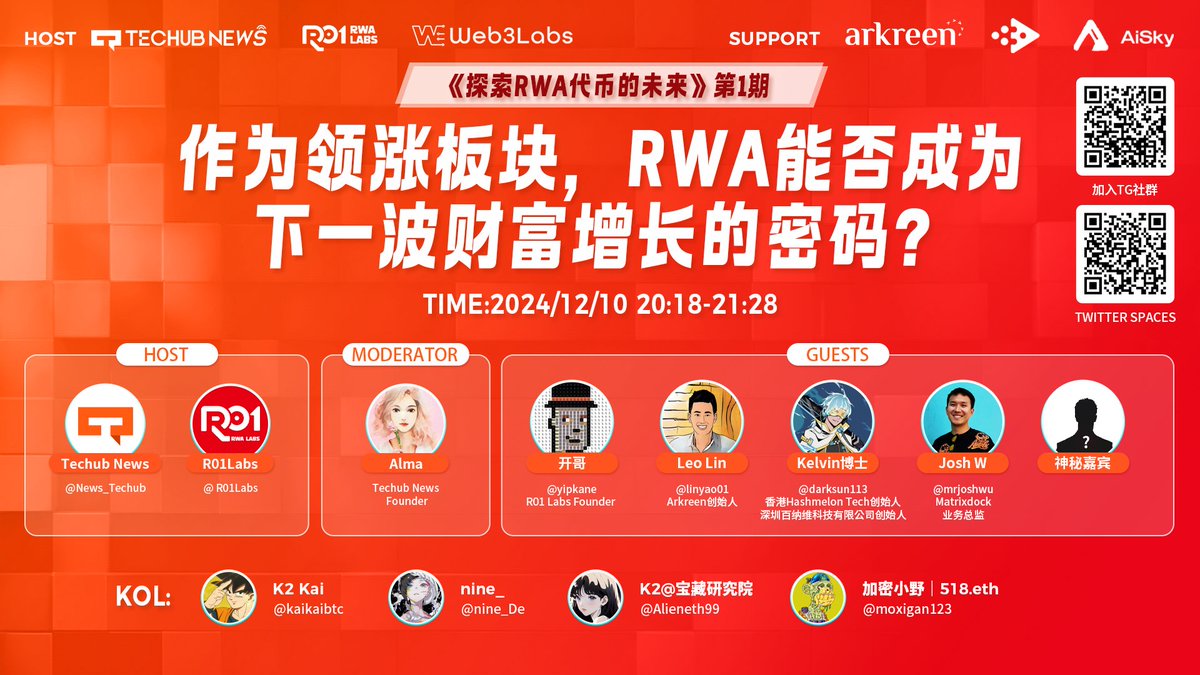 arkreen_network's tweet photo. 🚀 Join Leo @linyao01  for an Exciting RWA Panel! 🌟
Explore the future of Real World Assets with top industry leaders. This panel series is hosted by Techubnews @News_Techub  & R01labs @R01Labs  and supported by Arkreen.

🗓 Date: Dec 10, 2024
⏰ Time: 20:18 SGT

https://t.co/dNfrQCE7WV

#DePIN #ReFi #RWA #DeGEN #Techubnews #R01Labs