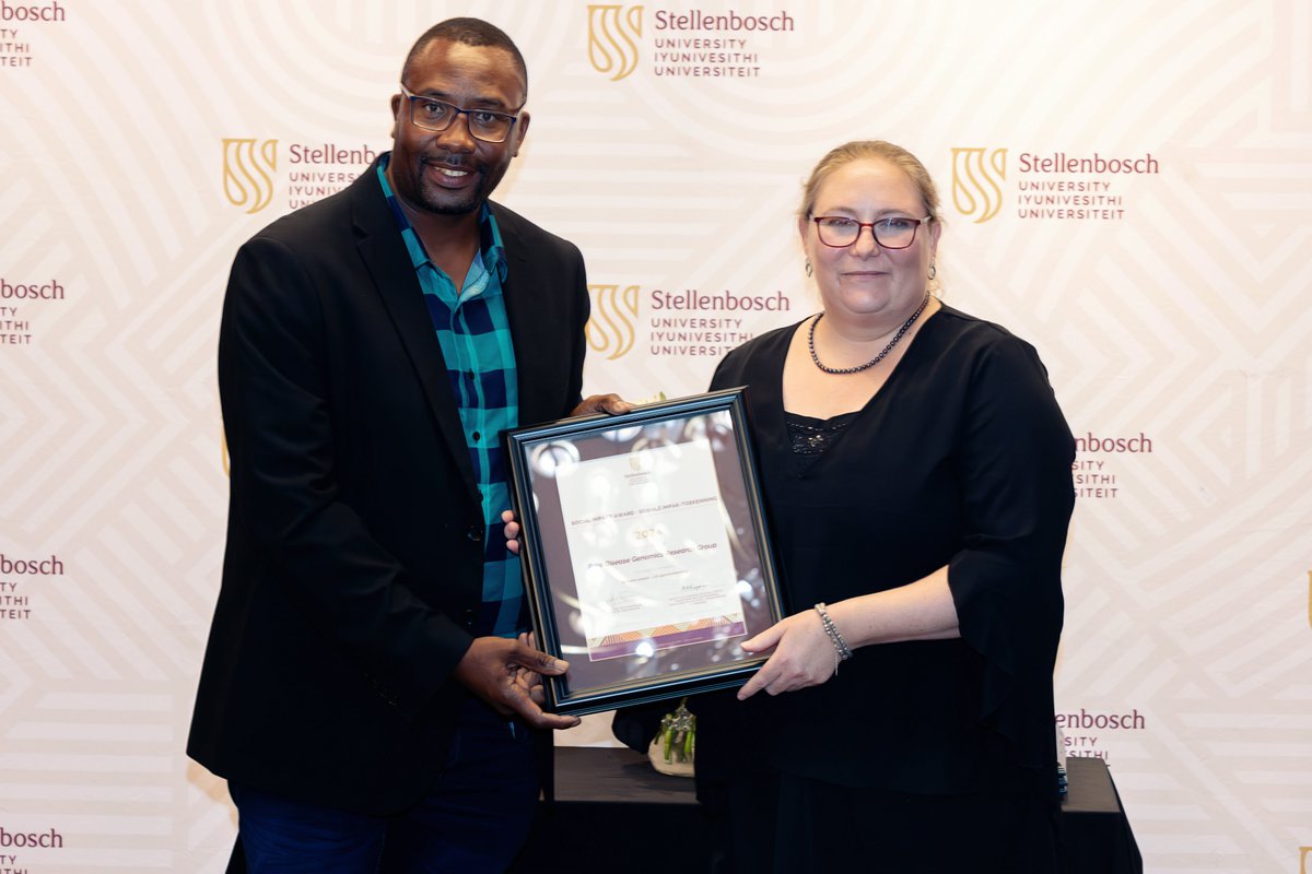 RareGenomicsRSA's tweet photo. 🥳 We are very happy to have won the @StellenboschUni Societal Impact Team award for 2024!

Thanks to everyone for supporting our awareness raising campaigns - 

"Until every #African with a #RareDisease is diagnosed... and beyond!"
@SUhealthsci @SuMBHG @MatiesResearch https://t.co/Yd4du2dZKy