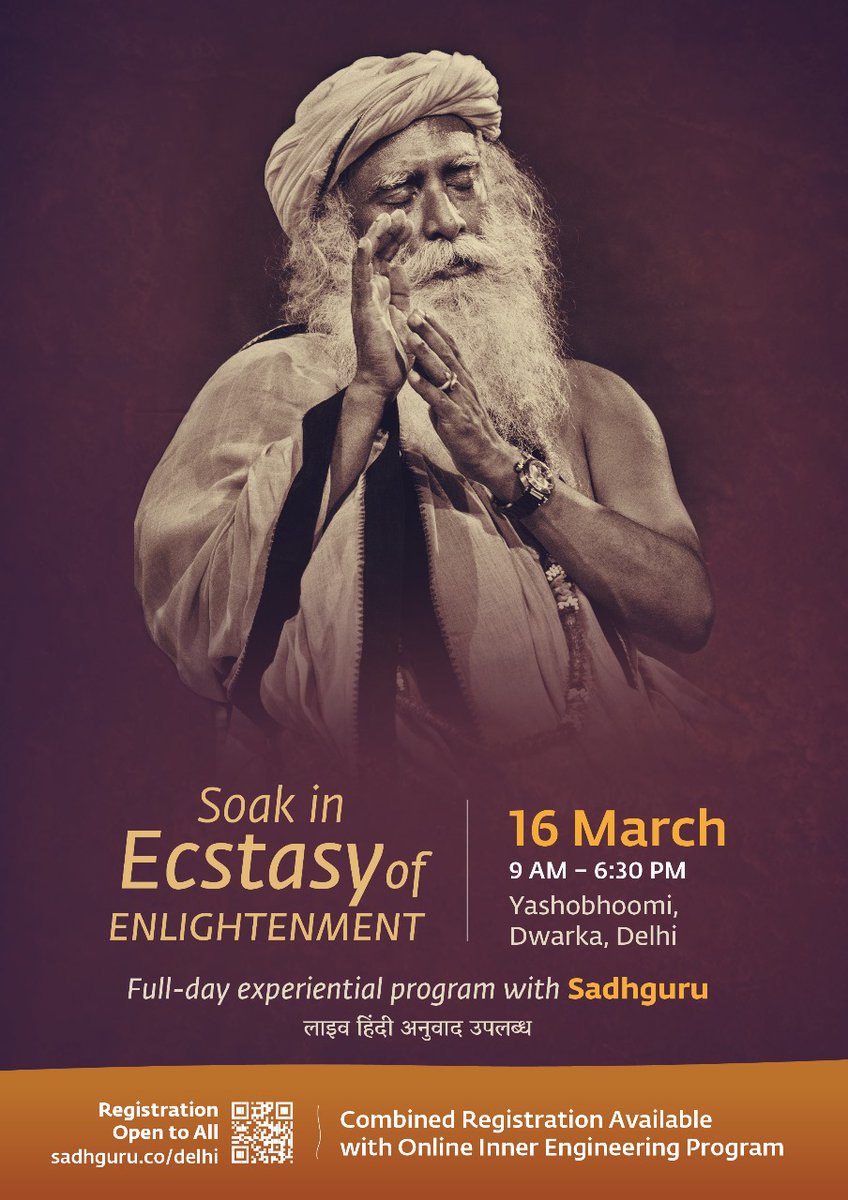 am302's tweet photo. @SadhguruJV Don't miss : Soak in Ecstacy of Enlightenment with Sadhguru. First time in Asia. Registration information : https://t.co/8Wrw5VeLn8 https://t.co/X13MjpTVO4