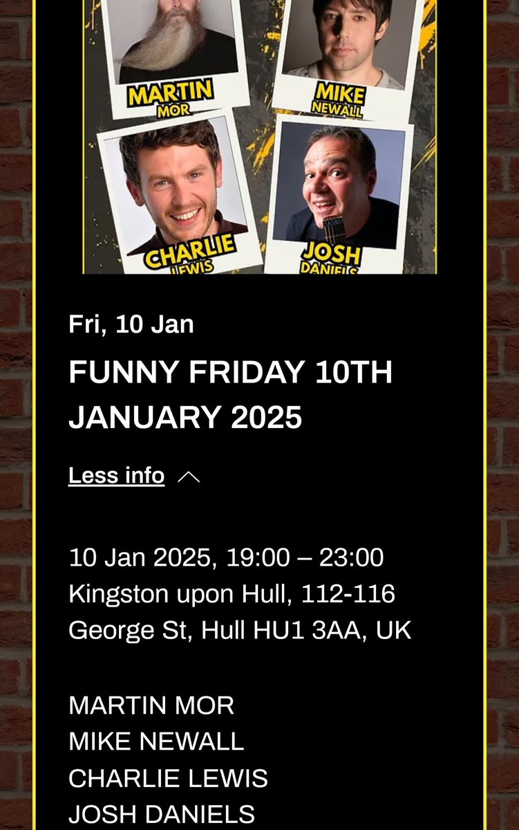 PatCrosbyDesign's tweet photo. @georgelewiscom  Can I just  check if you are in Hull on Jan 10th, or if there has been a mix up? @LoungeComedy https://t.co/qz8GQYHPUz