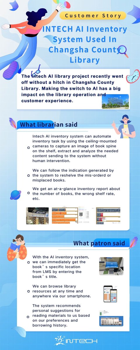 intechiwb's tweet photo. The #INTECH #AI library project recently went off without a hitch in Changsha County Library. Making the switch to AI has a big impact on the library operation and customer experience.

#librarysolution #libraryinventorysystem

🎬Full Story Here: https://t.co/41Ze0m5zh8 https://t.co/aiDVtKNuoo