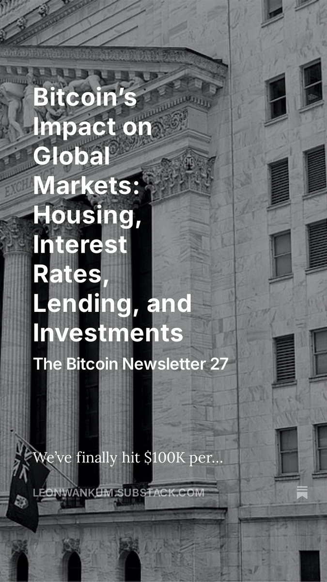 In the 27th edition of my newsletter, I explore how #bitcoin’s rise could reshape global markets, including housing, interest rates, lending, and investments, with far-reaching implications for society. Link in bio!!! 🧡