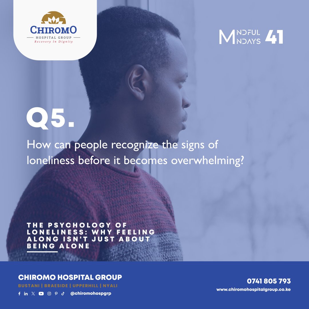 ChiromoHospGrp's tweet photo. Q5. How can people recognize the signs of loneliness before it becomes overwhelming?
@CarolsammyG @KagayaTracy @Khannafisa07 @Muthoni_mk @w_mwangi19
#mentalhealth #loneliness #psychology #festive #mentalhealthawareness #YourMentalHealthFirst #MyMentalHealthFirst #Tufunguke https://t.co/P8pVNKfDyy