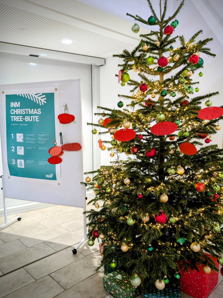 Our science thrives on collaboration &amp; support from all at INM.
So, this season, we're adorning our #Christmas tree with Gifts of #Gratitude - short notes from anyone thanking those who brighten their lives at work.✨ 
That's our Christmas Tree-bute!
#AcademicTwitter #researchers