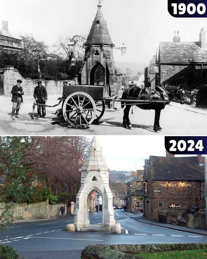 Call_me_amjee's tweet photo. Very little has changed to Dronfield High Street, Derbyshire in the last 100 years or so. 

This monument is a war memorial, dedicated to the men of the town who lost their lives in the First and Second World Wars. https://t.co/xANAXduFDE