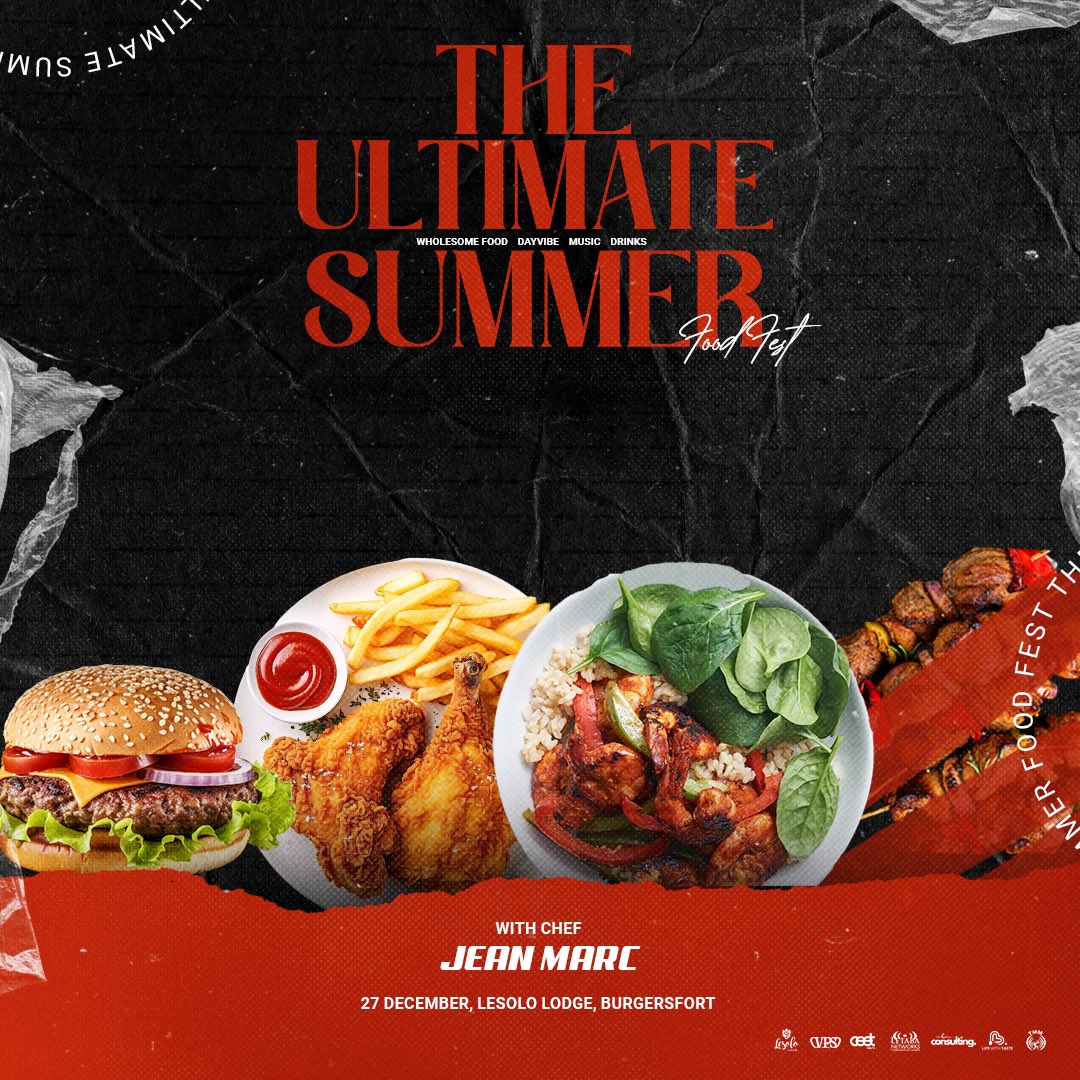 🍴✨ Join us on 27 Dec for The Ultimate Summer Food Fest featuring the amazing Chef Jean Marc! 🌞🔥

🎟️ Tickets: R100 via the link in bio or at Shoprite &amp; Checkers.

This isn’t just a food fest—it’s a celebration of taste, music &amp; memories. Don’t miss it! 🍔🌮

#TheUltimateSummer