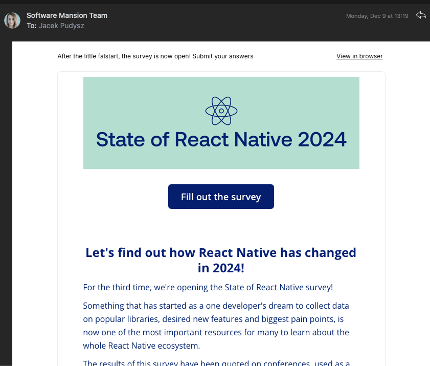 jpudysz's tweet image. I released Unistyles 2 around the time of last year’s survey. I’m excited to hear your thoughts on Unistyles 3 and the entire year of development!
#stateofreactnative