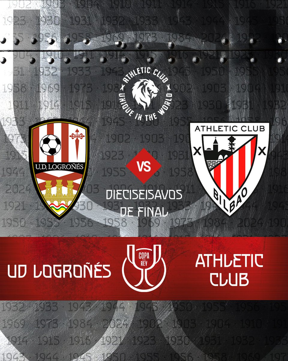 🔥 ¡Empezaremos la Copa ante la <a href="/UDLogrones/">UD Logroñés</a>! 

🗓 La eliminatoria, a partido único, se disputará el 3, 4 o 5 de enero en Las Gaunas (Logroño)

#UDLogroñésAthletic #AthleticClub 🦁