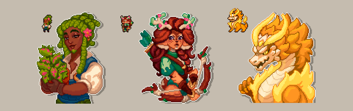 pixel heroes i did for Idle Town Master!🌷

#pixelart #gamedev #characterdesign