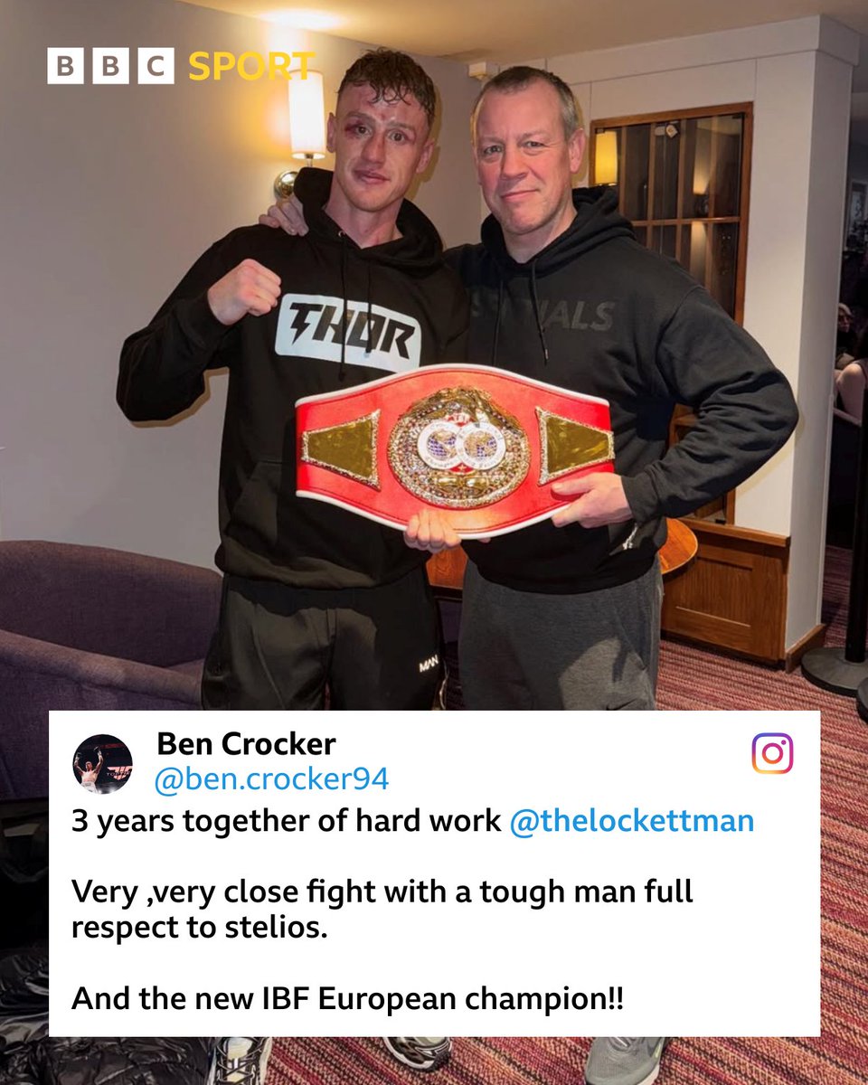 Welshman Ben Crocker reacts to his win against Stelios Papadopoulos to take the IBF European super lightweight belt! 🥊

#BBCBoxing