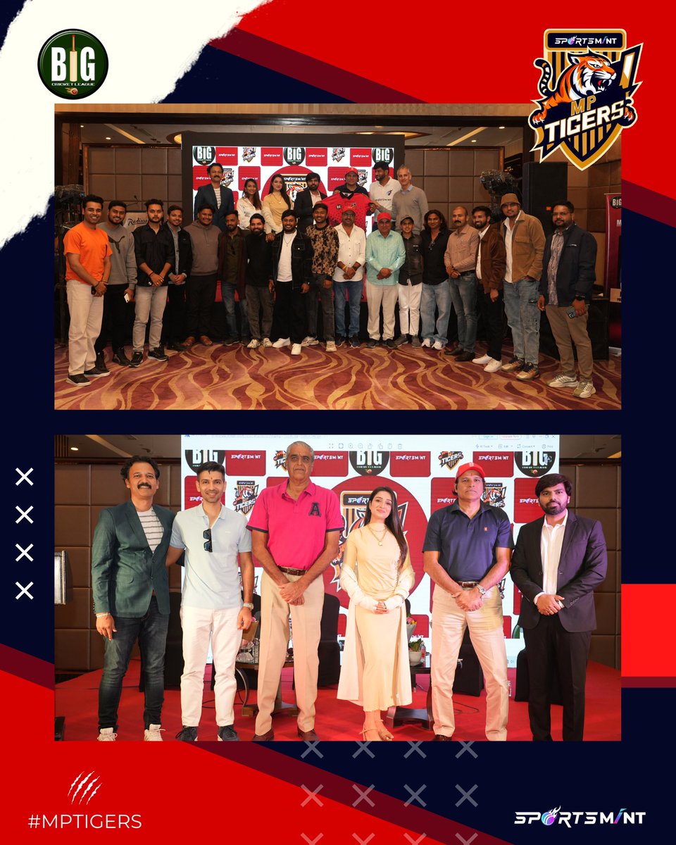 mptigers_'s tweet photo. A star-studded occasion as we unveil the new MP Tigers jersey in the presence of cricket legends, celebrated personalities, and the driving force behind team https://t.co/xsoHmwtQkM