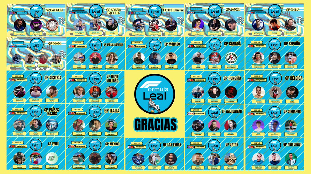 Acaba una temporada más de Fórmula Leal y viendo esta imagen solo puedo sentirme mega orgullosa 🥹

La comunidad F1 que tenemos es increíble y me hace muy muy muy feliz haber podido reunir cada lunes a muchos de sus miembros para hablar de lo que más nos gusta

Es imposible hacer