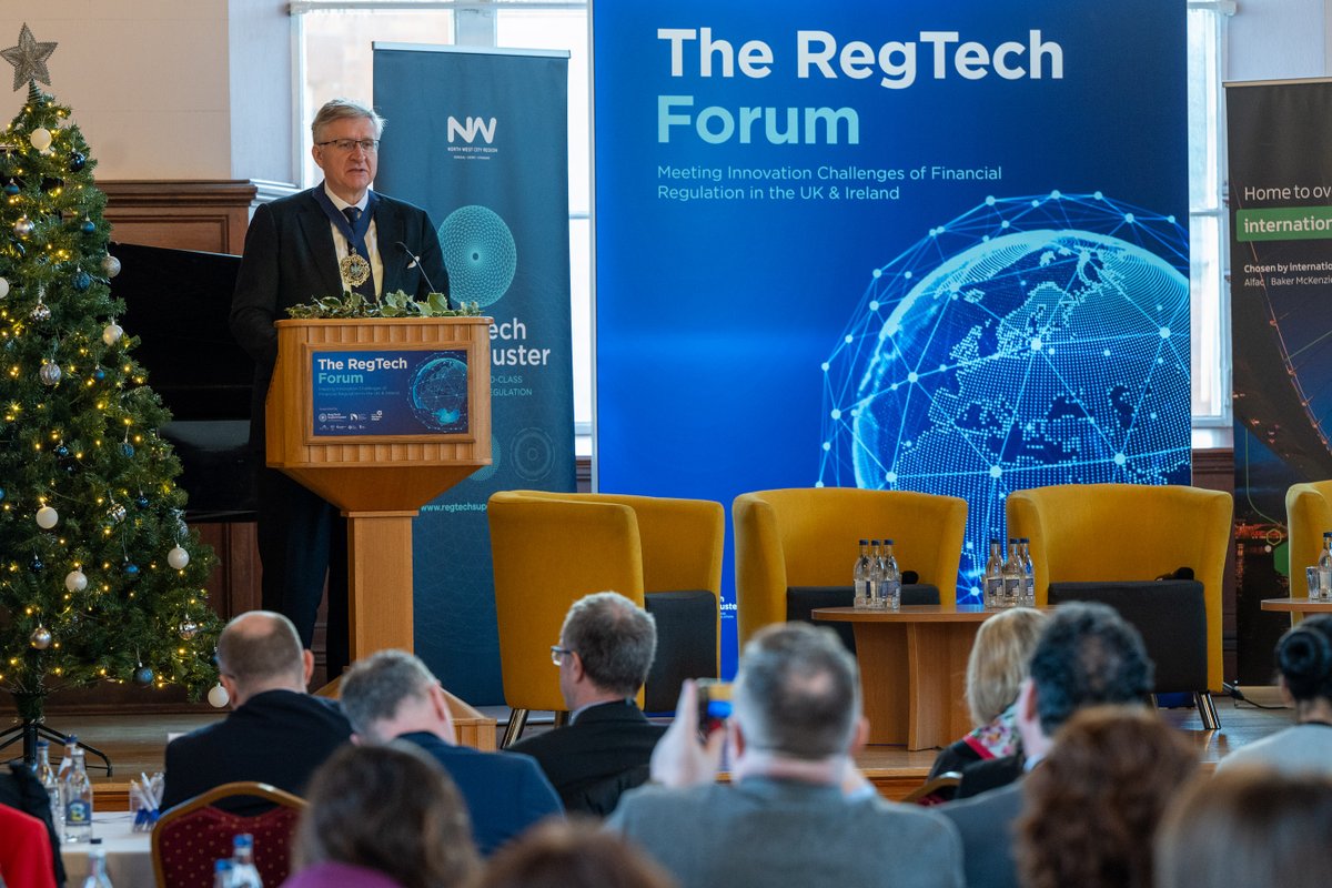 dcsdcouncil's tweet photo. @citylordmayor London Alastair King addresses the @InvestNI RegTech Forum this morning at @UlsterUni - a full morning of discussion with panellists about the innovation challenges of financial regulation in the UK and Ireland. https://t.co/LW8Ybuackh