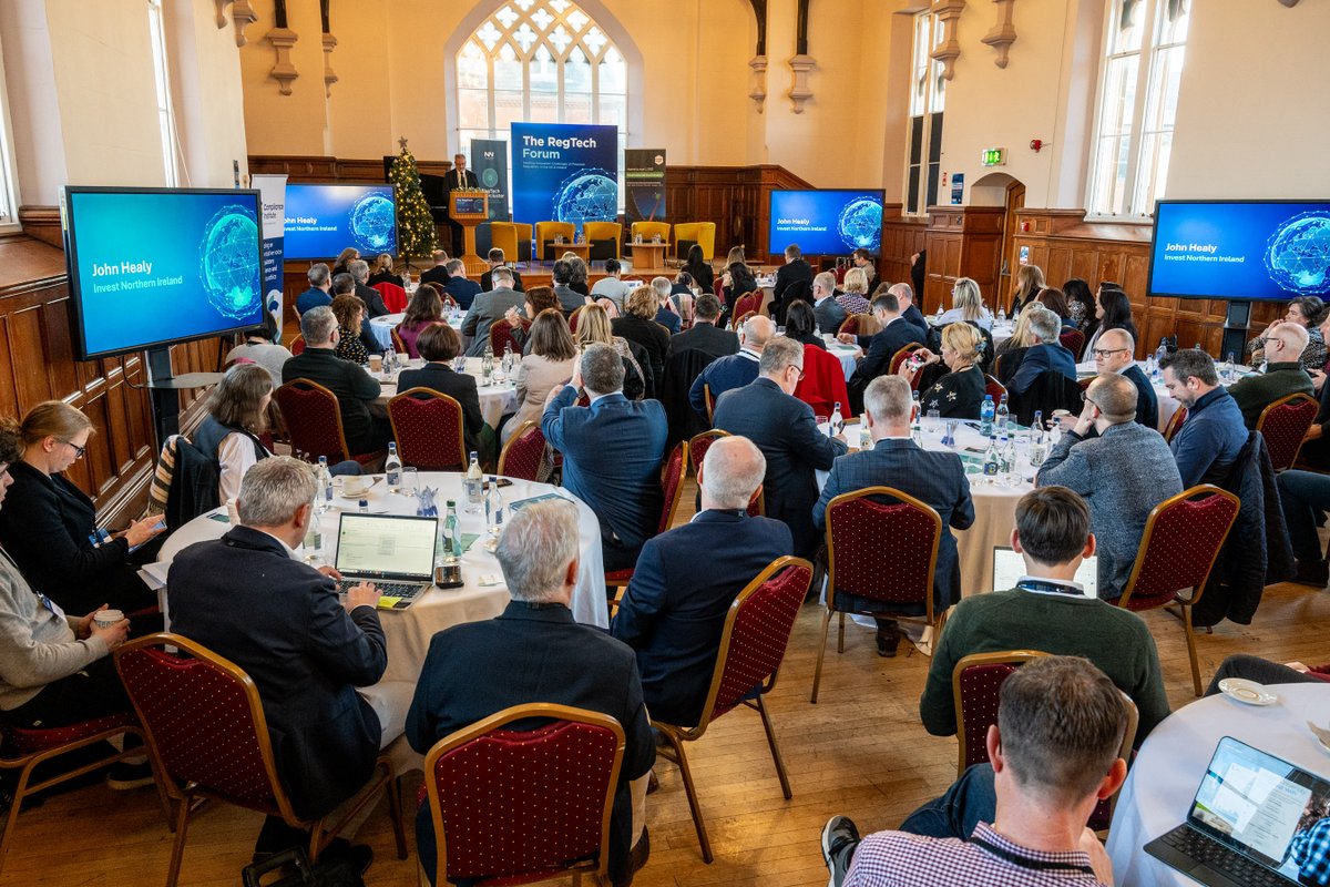 dcsdcouncil's tweet photo. @citylordmayor London Alastair King addresses the @InvestNI RegTech Forum this morning at @UlsterUni - a full morning of discussion with panellists about the innovation challenges of financial regulation in the UK and Ireland. https://t.co/LW8Ybuackh