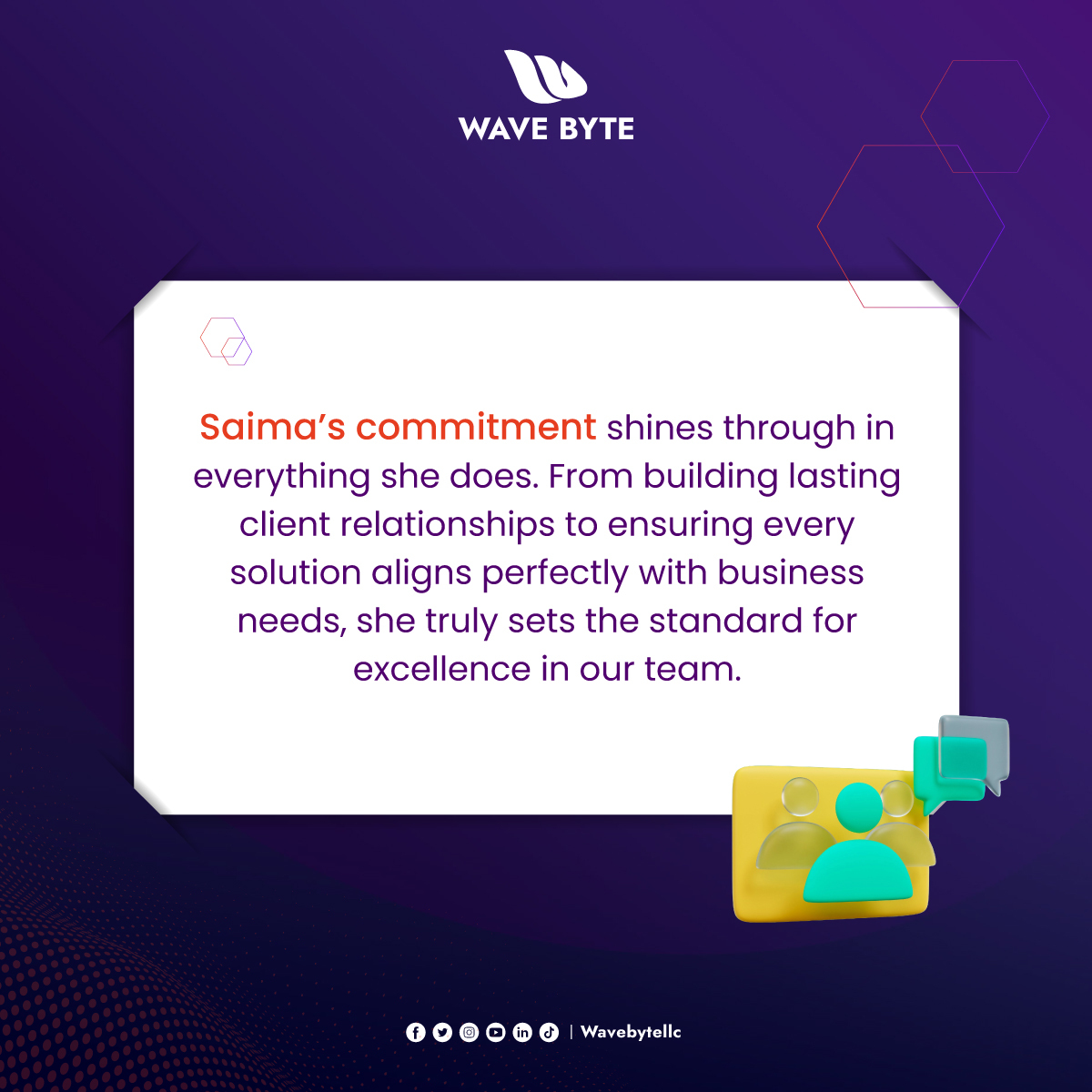 wavebytellc's tweet photo. 𝗠𝗲𝗲𝘁 𝗦𝗮𝗶𝗺𝗮 𝗔𝗸𝗿𝗮𝗺!  🤝

Wave Byte’s Sales &amp; Marketing Representative. With her dedication and expertise, Saima bridges ideas with impactful results, helping us deliver value to our clients every day.

----------------------
#WaveByte #MeetTheTeam #SalesAndMarketing https://t.co/hIAqqwzpNb