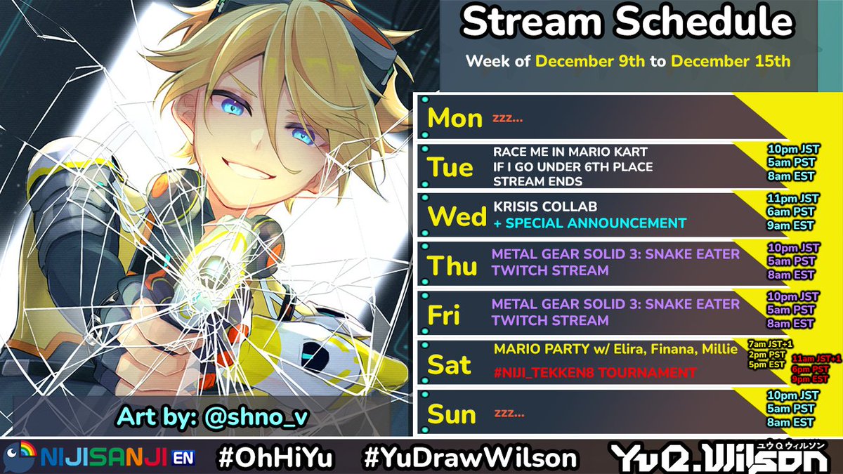 YuQWilson's tweet photo. FEELING SPECIAL ☺️🥰😘
(December 9th - December 15th)

Amazing art: @/shno_v

General: #YuQWilson
Live: #OhHiYu
Clips: #IcaughtYu
Art: #YuDrawWilson
Thumbnail: #YuNailedIt
NSFW: #NSFYu
Memes: #LetHimQook
Assets: #YuMadeThis
Cosplay: #YuQosplay
VoicePack: #ListenToYu https://t.co/vktKPWIcEu