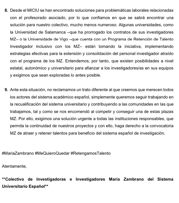 El Colectivo de Investigadoras e Investigadores María Zambrano del Sistema Universitario Español nos hace llegar este mensaje que deseamos transmitir. 

#MariaZambrano #MeQuieroQuedar #RetengamosTalento