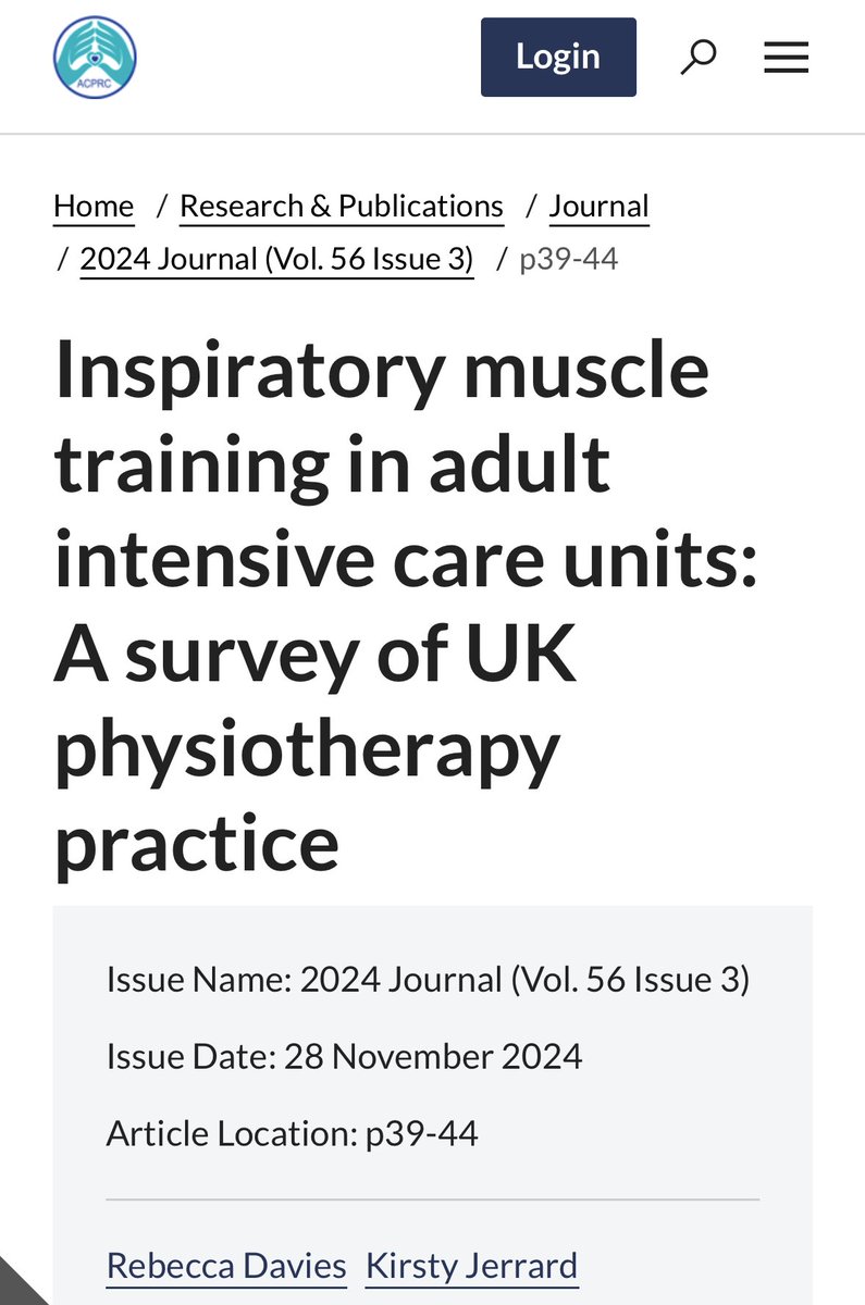 KCHCriticalCarePT (@kchcritcarept) on Twitter photo Ever wondered what the current UK ICU practice is for inspiratory muscle training? Wonder no more! <a href="/rebdavies/">Becky Davies</a> national survey is out.. link below! Ever wondered what the current UK ICU practice is for inspiratory muscle training? Wonder no more! <a href="/rebdavies/">Becky Davies</a> national survey is out.. link below!