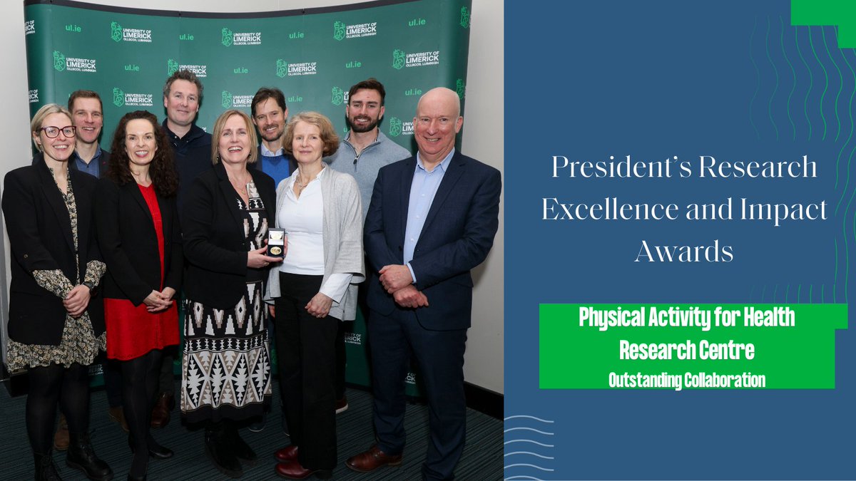 UL_Research's tweet photo. 👏Congratulations to @PAfH_UL on winning the Outstanding Collaboration Award at this year's @UL President's Research Excellence and Impact Awards.

Their research is making a difference in everyday life.

WATCH: https://t.co/CLTImWWhqj

#ResearchImpact #StayCurious #ResearchAtUL https://t.co/uofNzoGLoo