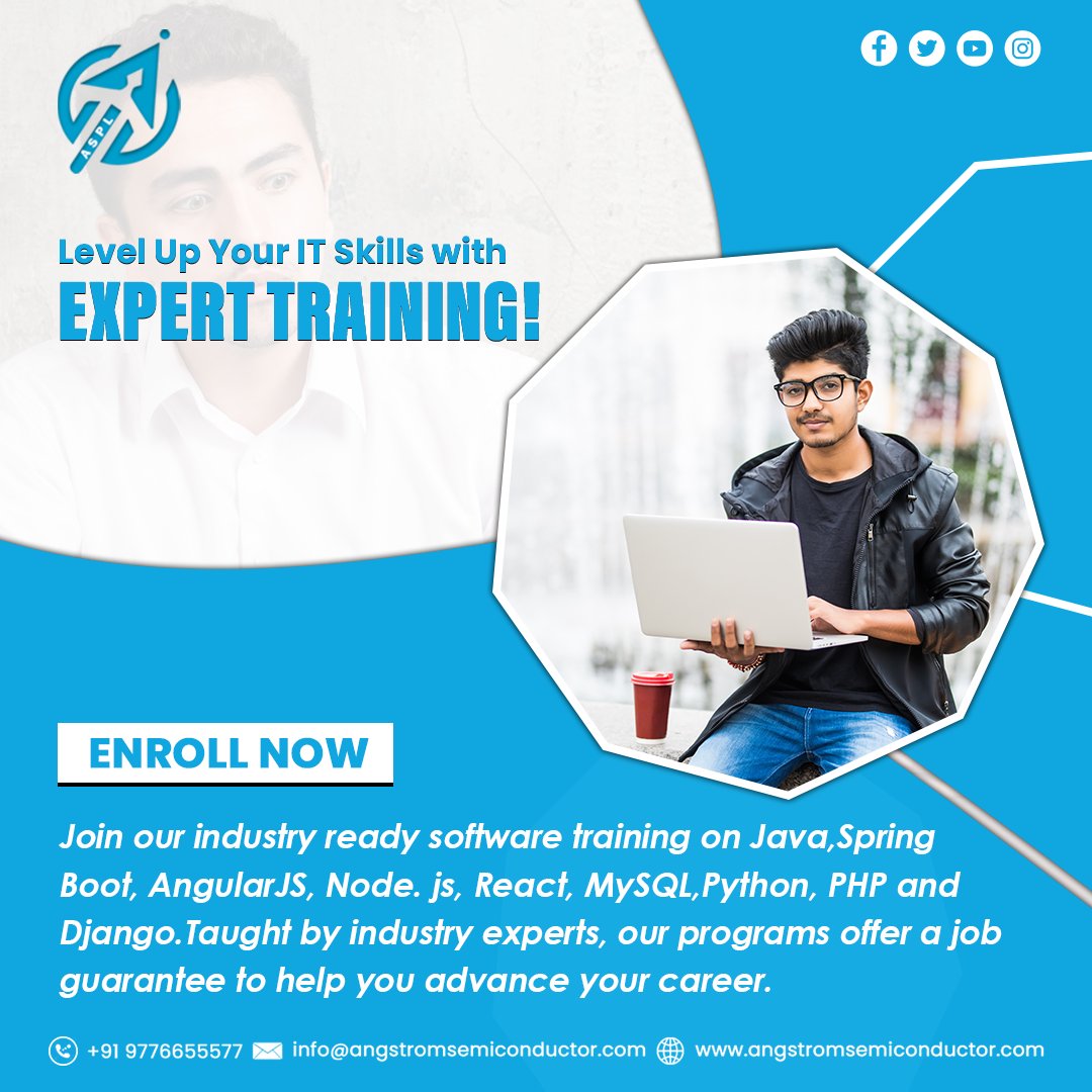 AngstromLtd's tweet image. Step into the digital future with Angstrom’s cutting-edge #programmingcourses designed to fast-track your success. Whether you’re starting fresh or upgrading your skills, we’ve got the tools, guidance, and expertise to help you shine in the tech world!
📞+91 9776655577
#Upskill
