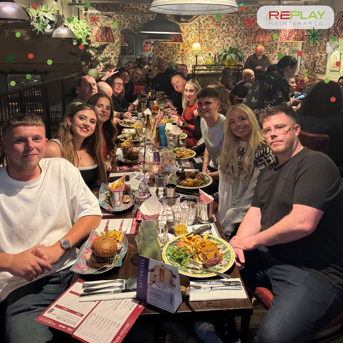 ReplayMaintain's tweet photo. Saturday night well spent with the Replay Maintenance team celebrating everyone's hard work this festive season 🎄Here's to a great year and looking forward to the next!🎉
#christmasparty #workdo #replaymaintenance #nottingham https://t.co/Utrq2otF7a