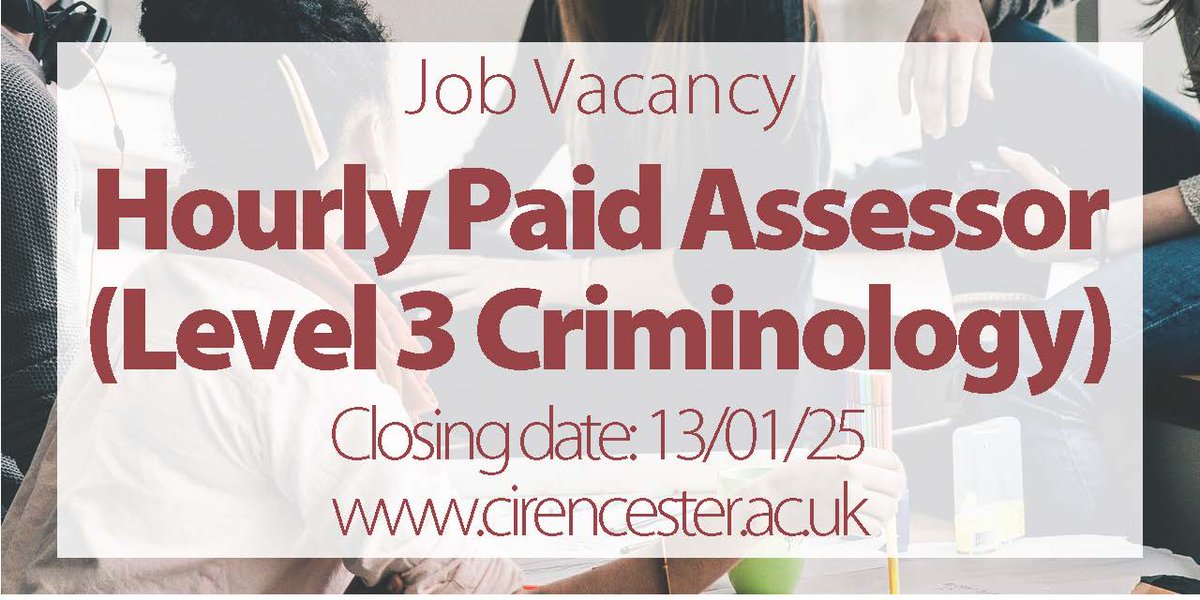 We are looking for an hourly paid assessor for Criminology. Find out more and apply here: ow.ly/c1JR50Unp64