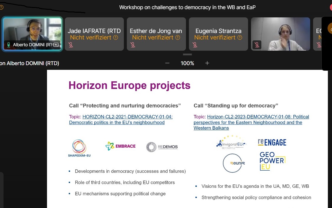 It was a pleasure to join our colleagues to discuss democracy challenges in the Eastern Partnership &amp; Western Balkans with #HorizonEU sister projects last Friday as part of <a href="/REA_research/">European Research Executive Agency</a> &amp; and DG RTD webinar. 🇪🇺