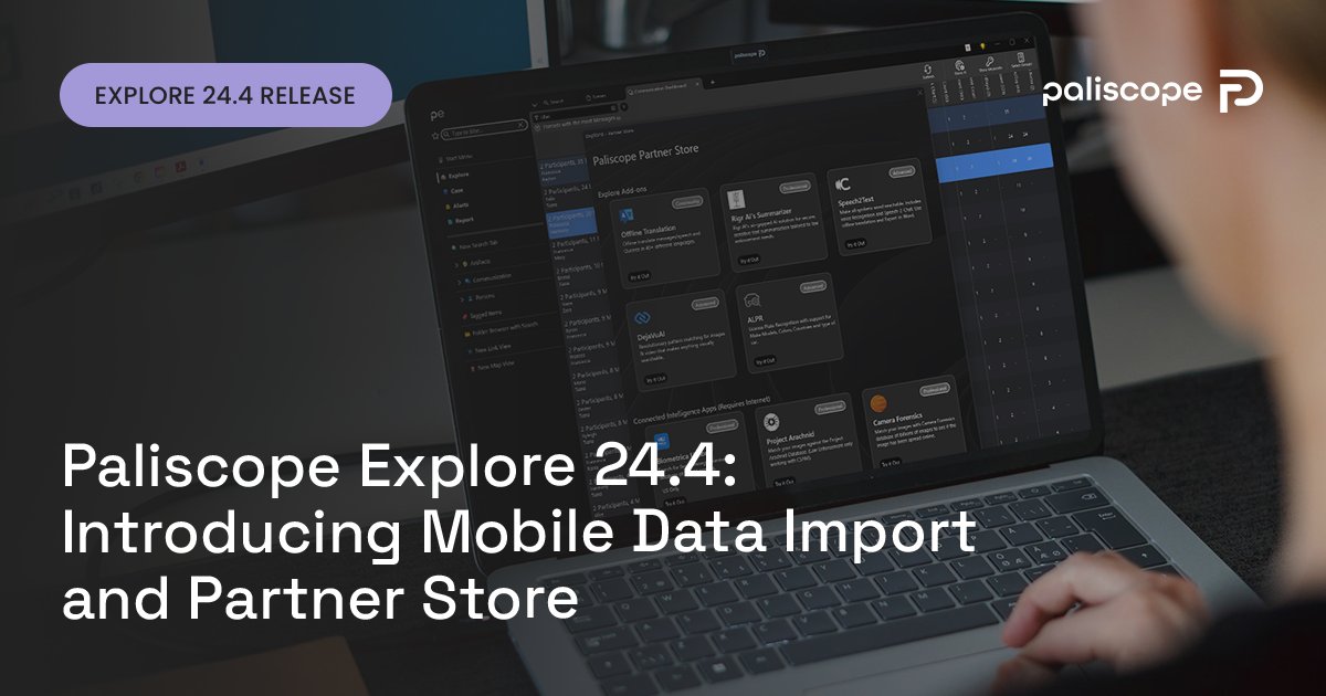 Sign up to the Explore 24.4 Release webinar next week where Christian Berg will show you how to work with mobile imports in Paliscope Explore and add capabilities through the new Partner Store!

December 10th
15:00 CET
45 minutes

Read more and sign up: us02web.zoom.us/webinar/regist…