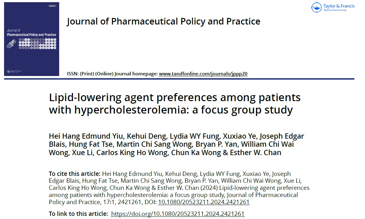 Our focus group study qualitatively identified the barriers to medication adherence and the factors influencing the choice of lipid-lowering agents among patients with hypercholesterolemia in Hong Kong. 
tandfonline.com/doi/full/10.10…
