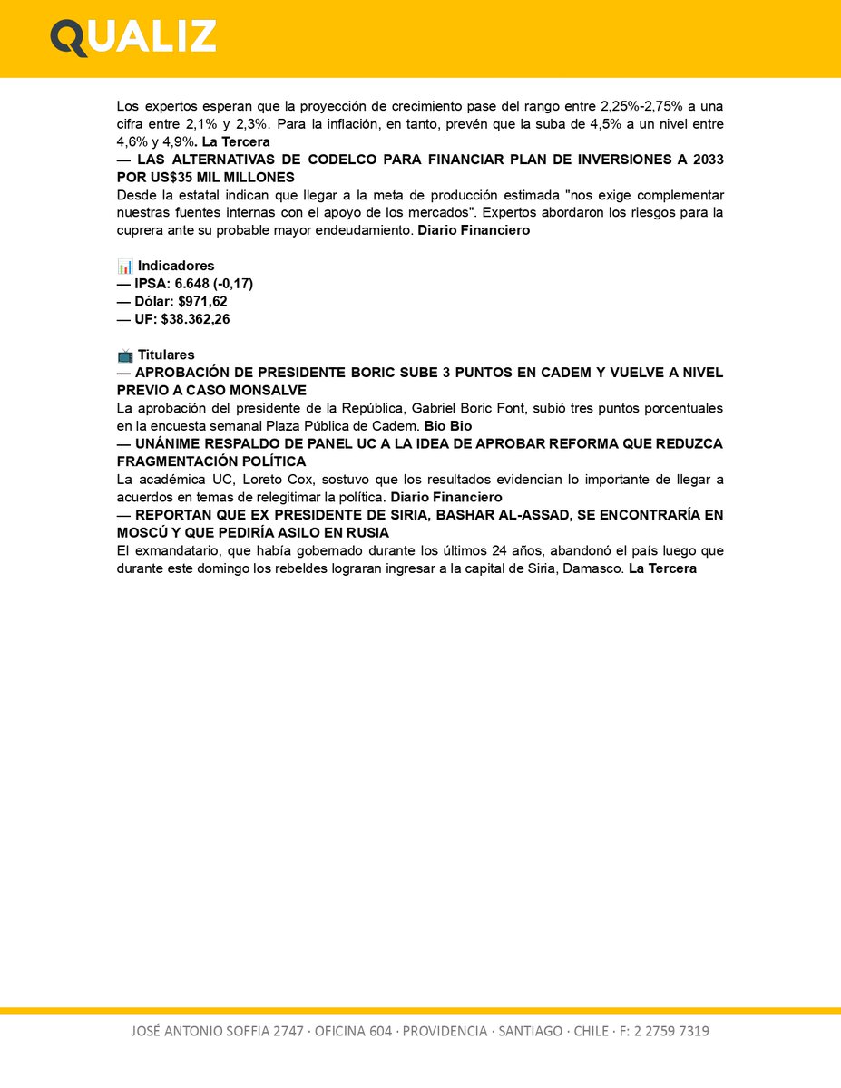 🔎Hoy, la labor legislativa estará marcada por el trabajo que realizarán las Comisiones Investigadores por el Caso Monsalve, PRO cultura y sobre los cortes de agua y luz que sufrió nuestro país durante los eventos climáticos de 2023 y 2024. 

📰Lee nuestro informe diario.