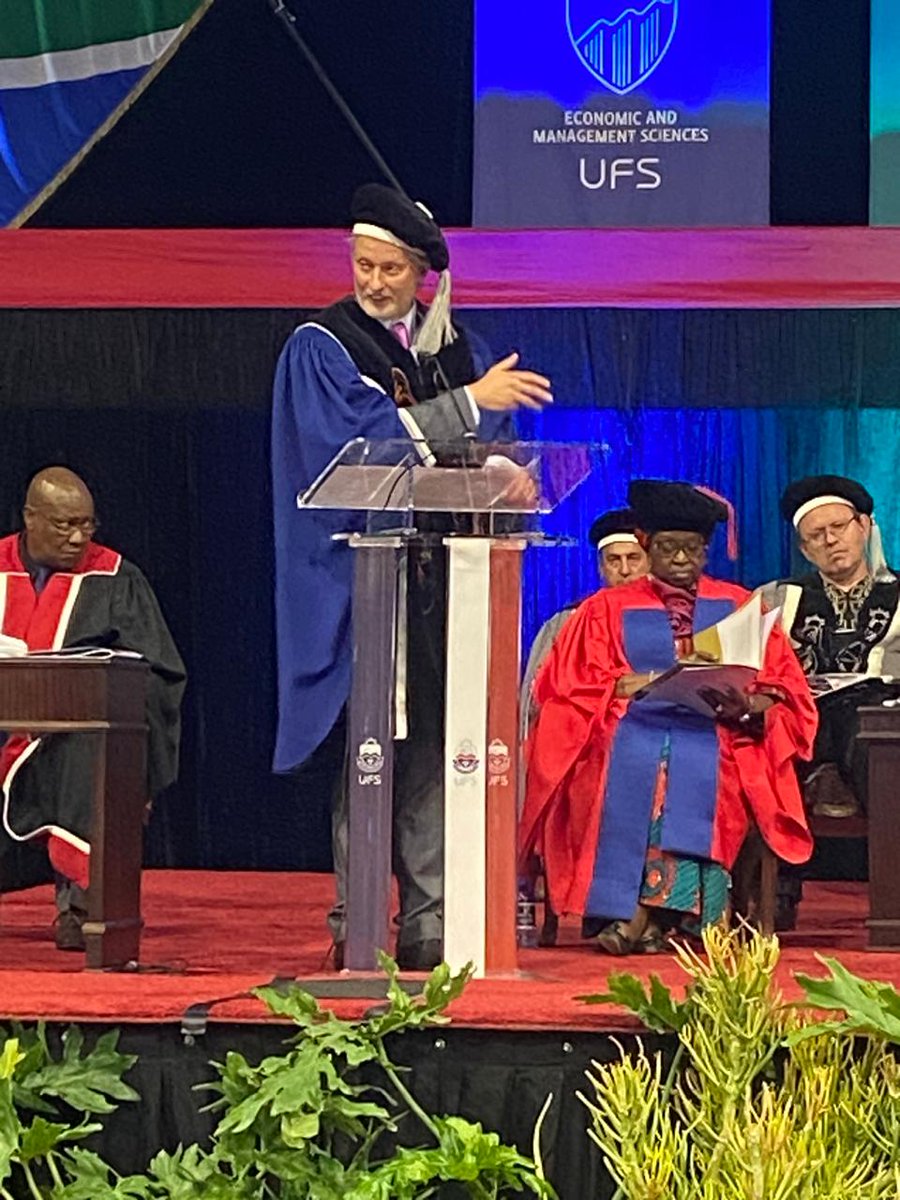 UFSweb's tweet photo. This afternoon’s UFS Graduation Ceremony is here! We’re excited to confer an honorary doctorate on HE Bineta Diop.
Prof Phillipe Burger, Acting Vice-Chancellor: Academic, is now delivering the official welcoming message.
#UFSGraduation2024 #ProudlyKovsies https://t.co/c8VbYf0i1Z