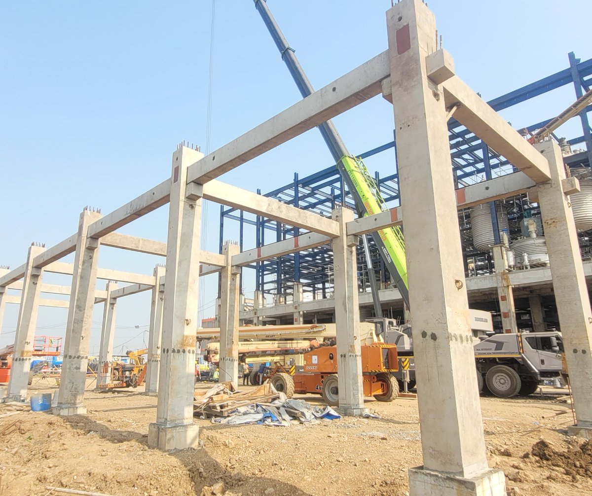 magicrete's tweet photo. We’re thrilled to share progress on our ongoing #Precast #Project, where #innovation meets durability. Our team is #manufacturing and installing up to 15-meter-high Precast #PipeRacks, utilizing Precast H Frames and Precast #Beams to create a durable, maintenance-free structure https://t.co/OndV5JW9vo