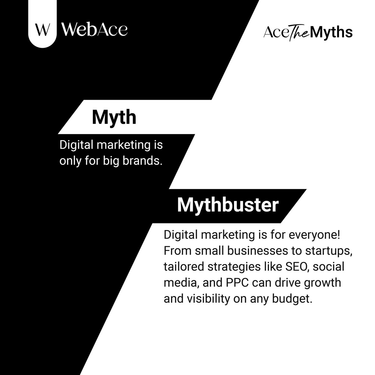 WebAce_India's tweet photo. At WebAce, we specialize in crafting tailored and affordable solutions like SEO, social media, and PPC to help businesses of all sizes thrive.
Stay tuned for more as we debunk some of the myths in social media and digital marketing.
#AceTheMyths #WebAce https://t.co/RjCz5kVYFM