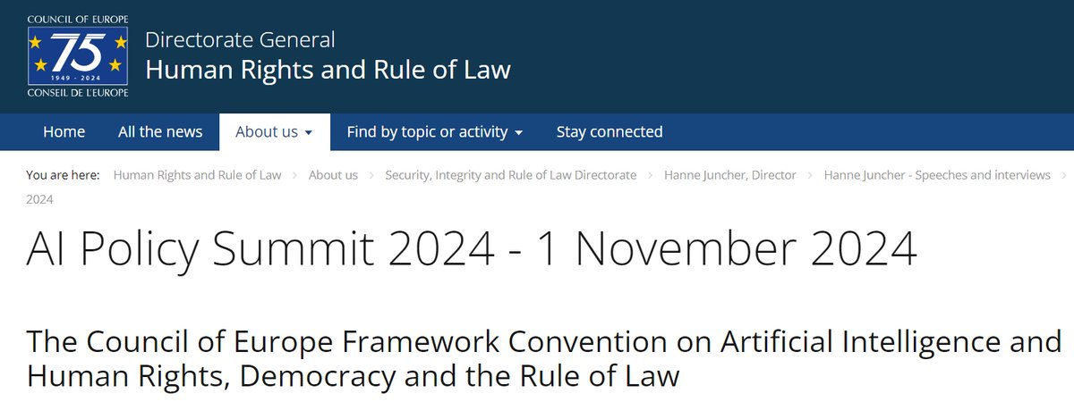 What keeps us going? 🚀 
The love and support we receive from our partners! ✨ 

Very happy to share that the CoE has featured our event on their official website! 

#CoE #RuleofLaw #AIPolicy #AIPS24