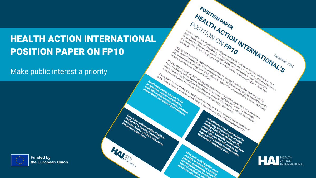The EU must commit to prioritising public interest in the development of its new R&amp;I framework programme, #FP10. A focus on competitiveness, although a legitimate objective, must not be the sole driving force of R&amp;I investments. Read our recommendations: haiweb.org/publication/ha…