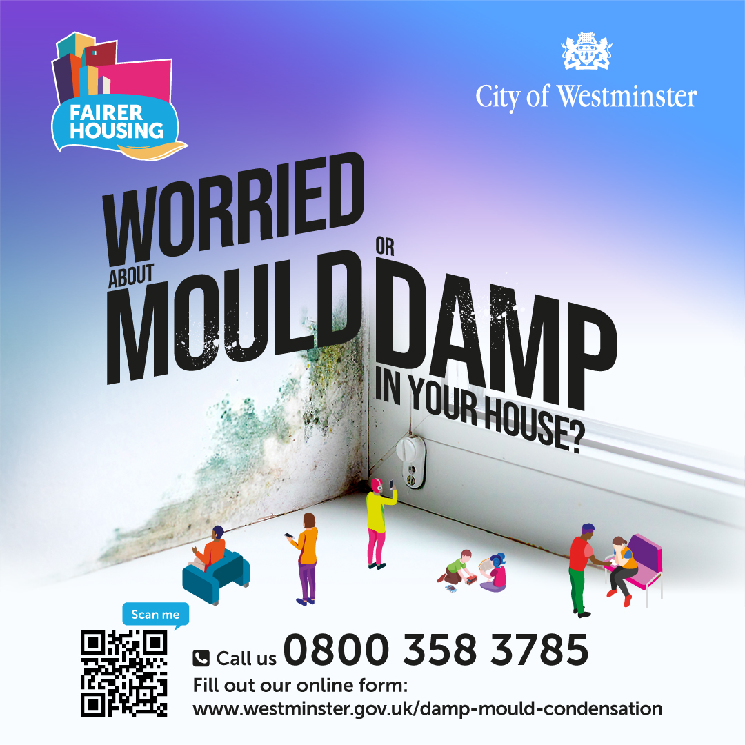 wcchousing's tweet image. Stop condensation, damp and mould this winter ✋

If you're a council tenant in Westminster, you can book a free home visit to help fix mould, damp and condensation problems:

☎️ Freephone 0800 358 3785

🌐 Online form: webforms.westminster.gov.uk/MouldAndConden…

More info:
westminster.gov.uk/housing/tenant…