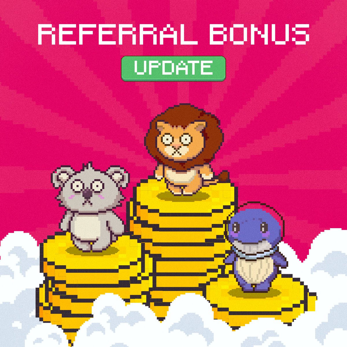 Referral Bonus Update

Earn more from bringing friends to the zoo!

Get bonus 250 ⭕️ Points at every 5-friend milestone, beside regular rewards per invite.

Grow the zoo together, OK!