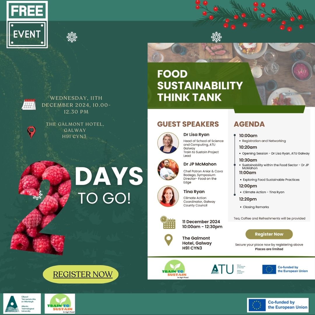Have you registered yet?

Only 2 days to go until our #Free #Food #Sustainability Think Tank. 

Register below to secure your place where we will explore innovative solutions for a sustainable future across the #agrifood sector. 

T2SThinkTank.eventbrite.ie