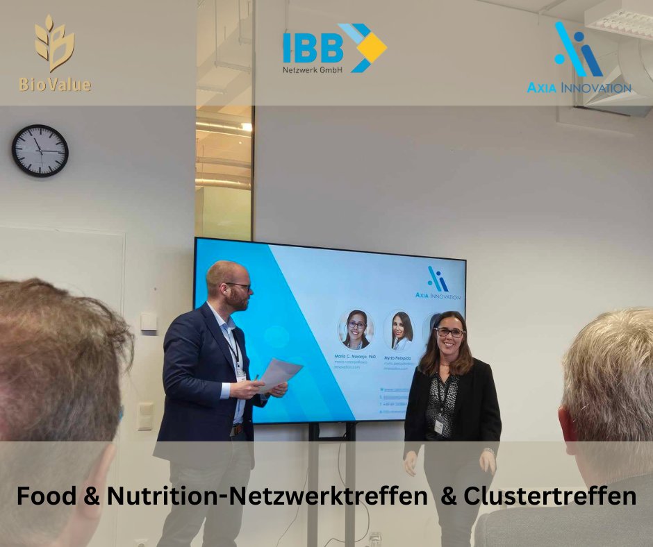BiovalueProject's tweet photo. 🌱 Last week, AXIA proudly represented #BioValue at the Food &amp; Nutrition-Netzwerktreffen in Munich! AXIA showcased pilot cases &amp; innovative dishes made from underutilized crops—paving the way for a more sustainable future. 🌍🍴 #FoodInnovation #Biotechnology #Sustainability https://t.co/Xkp7nY1agp